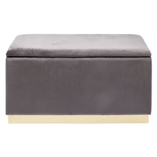 Hnedo-sivá zamatová lavica s úložným priestorom Kare Design Cherry