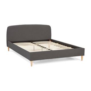 Sivá čalúnená dvojlôžková posteľ s roštom 160x200 cm Drome - Kokoon