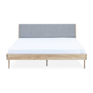 Gazzda Sivá/v prírodnej farbe čalúnená dvojlôžková posteľ z dubového dreva 160x200 cm Fawn - , značky Gazzda