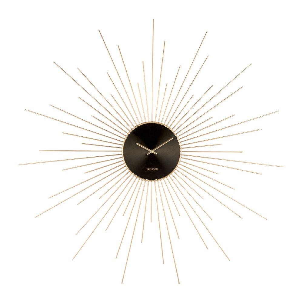 Karlsson Nástenné hodiny v čierno-zlatej farbe  Peony, ø 95 cm, značky Karlsson