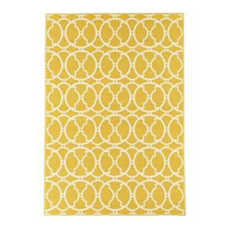 Žltý a umývateľný vonkajší koberec Interlaced, 133 × 190 cm