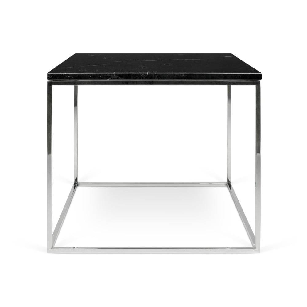 TemaHome Čierny mramorový konferenčný stolík s chrómovými nohami  Gleam, 50 cm, značky TemaHome