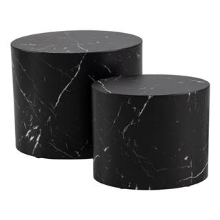 Čierne konferenčné stolíky v súprave 2 ks v dekore mramoru 48x33 cm Mice - Actona