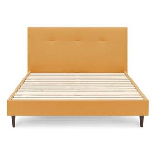 Bobochic Paris Žltá čalúnená dvojlôžková posteľ s roštom 180x200 cm Tory - , značky Bobochic Paris