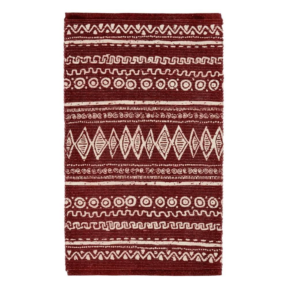 Webtappeti Červeno-biely bavlnený koberec  Ethnic, 55 x 140 cm, značky Webtappeti