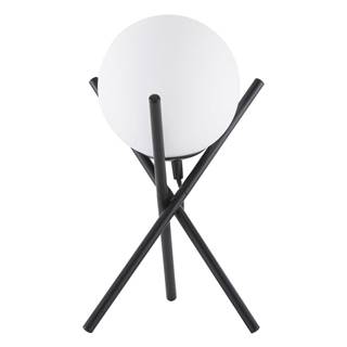 Čierno-biela stolová lampa so skleneným tienidlom Westwing Collection Erik, výška 33 cm