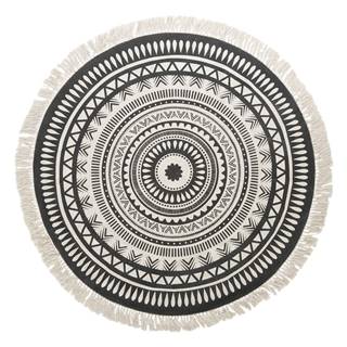 Béžovo-čierny ručne tkaný bavlnený koberec Westwing Collection Benji, ø 150 cm