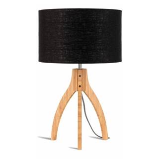 Stolová lampa s čiernym tienidlom a konštrukciou z bambusu Good&Mojo Annapurna