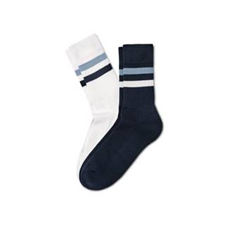 Tchibo Ponožky z rebrovanej pleteniny, 2 páry, modré a biele, značky Tchibo