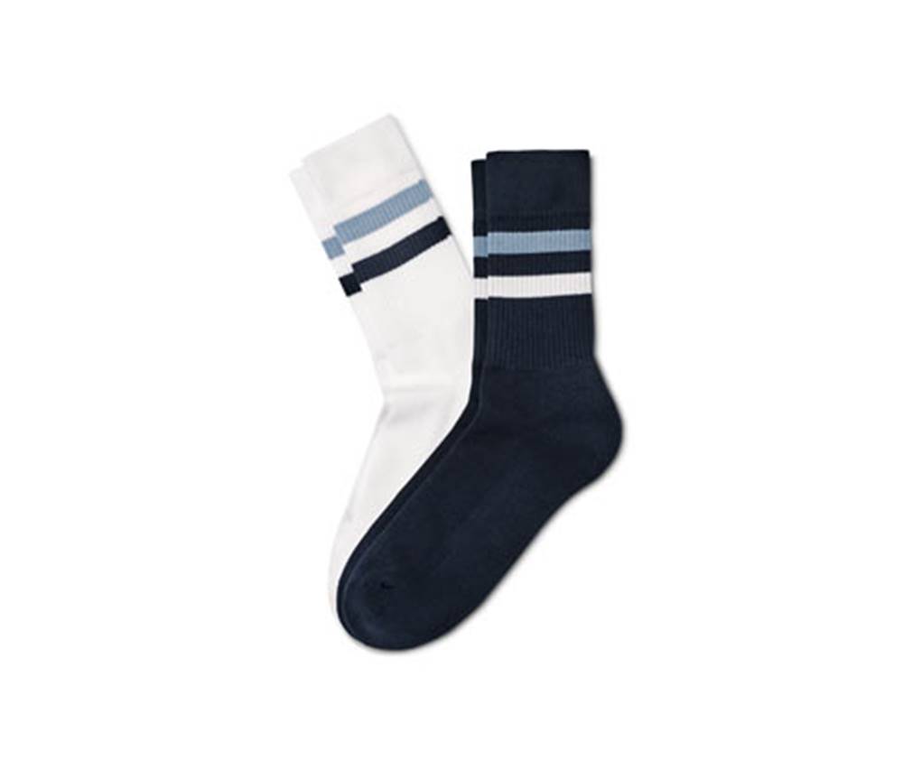 Tchibo Ponožky z rebrovanej pleteniny, 2 páry, modré a biele, značky Tchibo