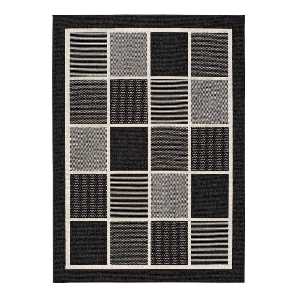 Universal Čierno-sivý vonkajší koberec  Nicol Squares, 80 x 150 cm, značky Universal