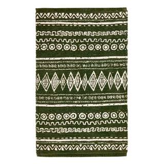 Webtappeti Zeleno-biely bavlnený koberec  Ethnic, 55 x 140 cm, značky Webtappeti