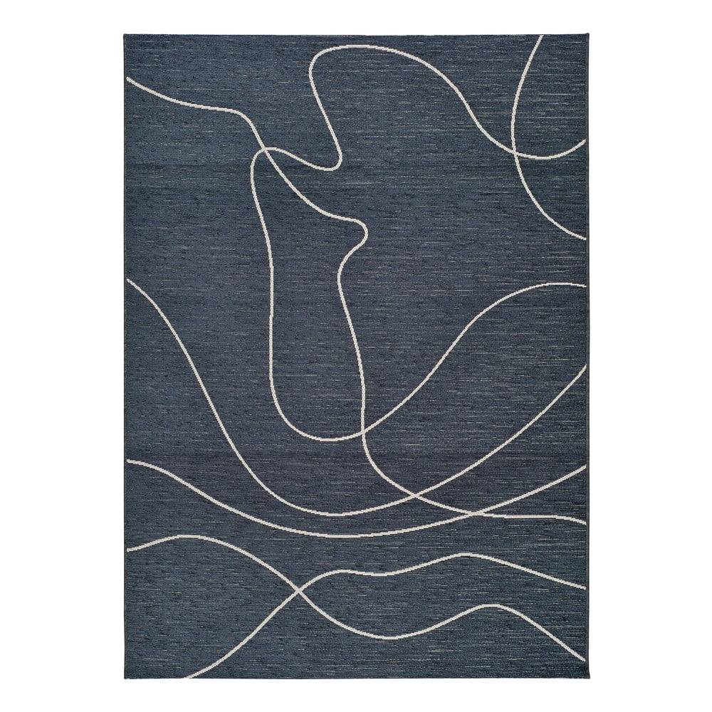 Universal Tmavomodrý vonkajší koberec s prímesou bavlny  Doodle, 77 x 150 cm, značky Universal