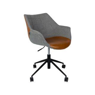 Zuiver Sivá kancelárska stolička s hnedým detailom  Doulton, značky Zuiver