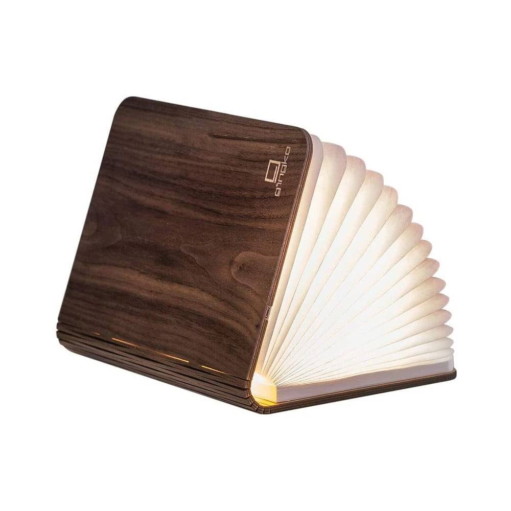 Gingko Tmavohnedá LED stolová lampa v tvare knihy z orechového dreva  Booklight, značky Gingko