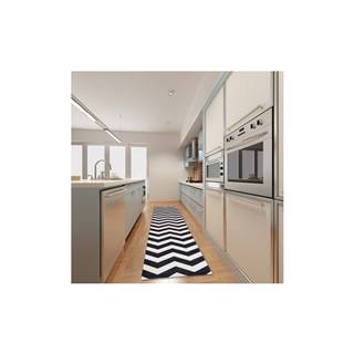 Floorita Vysokoodolný kuchynský koberec Webtappeti Optical Black White, 60 x 140 cm, značky Floorita
