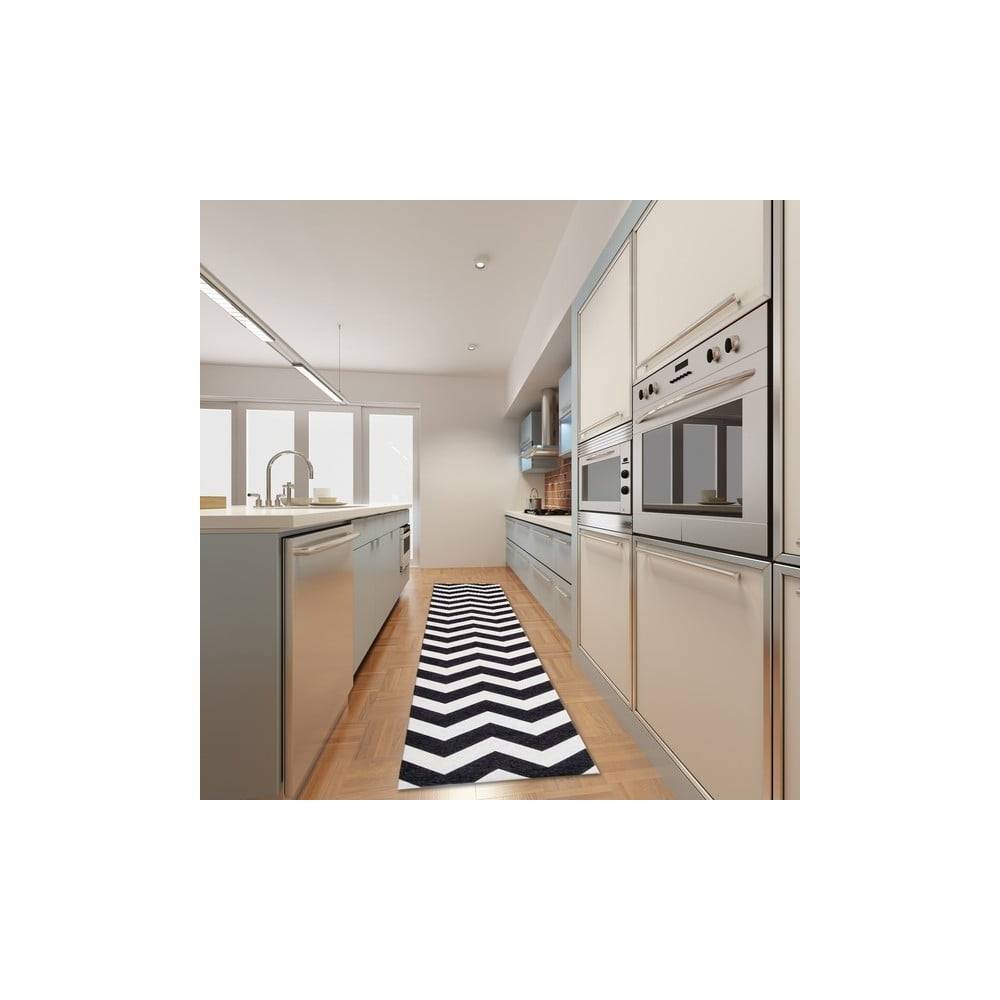 Floorita Vysokoodolný kuchynský koberec Webtappeti Optical Black White, 60 x 140 cm, značky Floorita