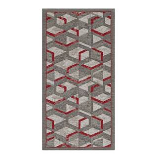 Sivo-červený behúň Floorita Hypnotik, 55 x 140 cm