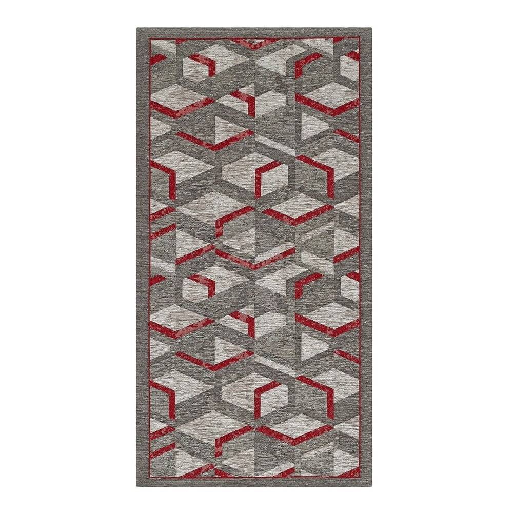 Floorita Sivo-červený behúň  Hypnotik, 55 x 140 cm, značky Floorita