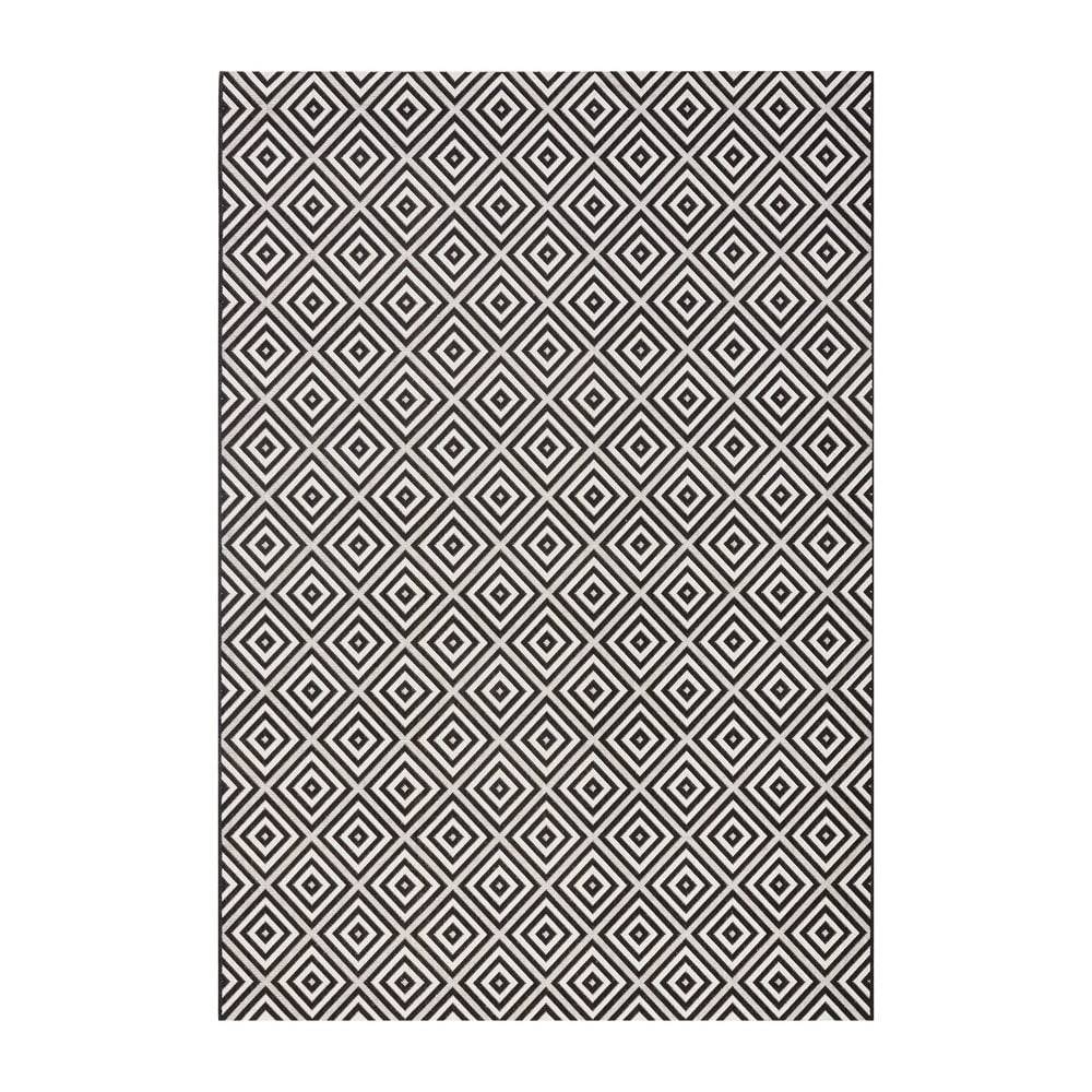NORTHRUGS Čierno-biely vonkajší koberec  Karo, 200 × 290 cm, značky NORTHRUGS