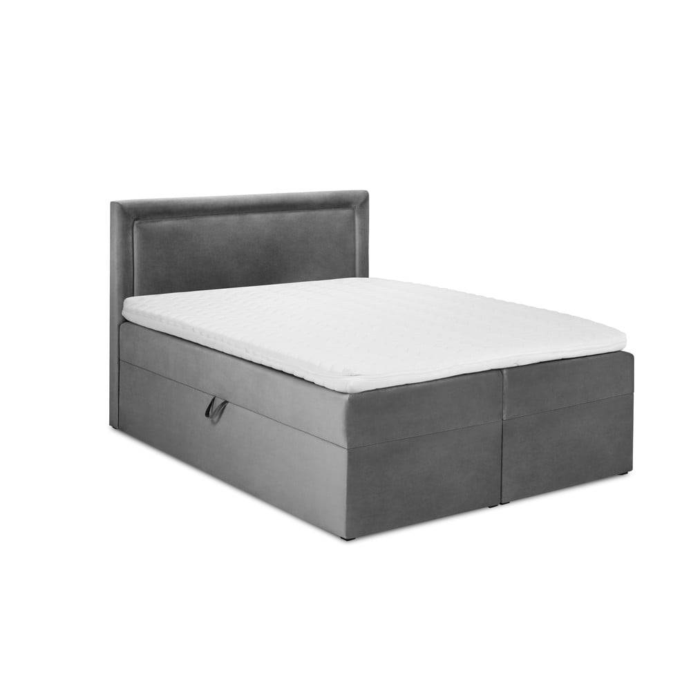 Mazzini Beds Sivá zamatová dvojlôžková posteľ  Yucca, 160 x 200 cm, značky Mazzini Beds