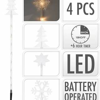 Kinekus Svetlo vianočné zapichovacie 36 LED teplé biele, 75 cm, 4 ks, s časovačom, baterky, vonkajšie, mix, značky Kinekus