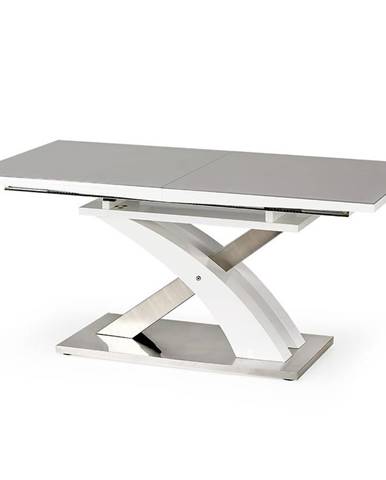 Stôl Sandor 2 160/220 Sklo/Mdf/Oceľ – Popolavý/Biely