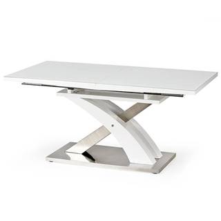 Stôl Sandor 2 160/220 Sklo/Mdf/Oceľ – Biely