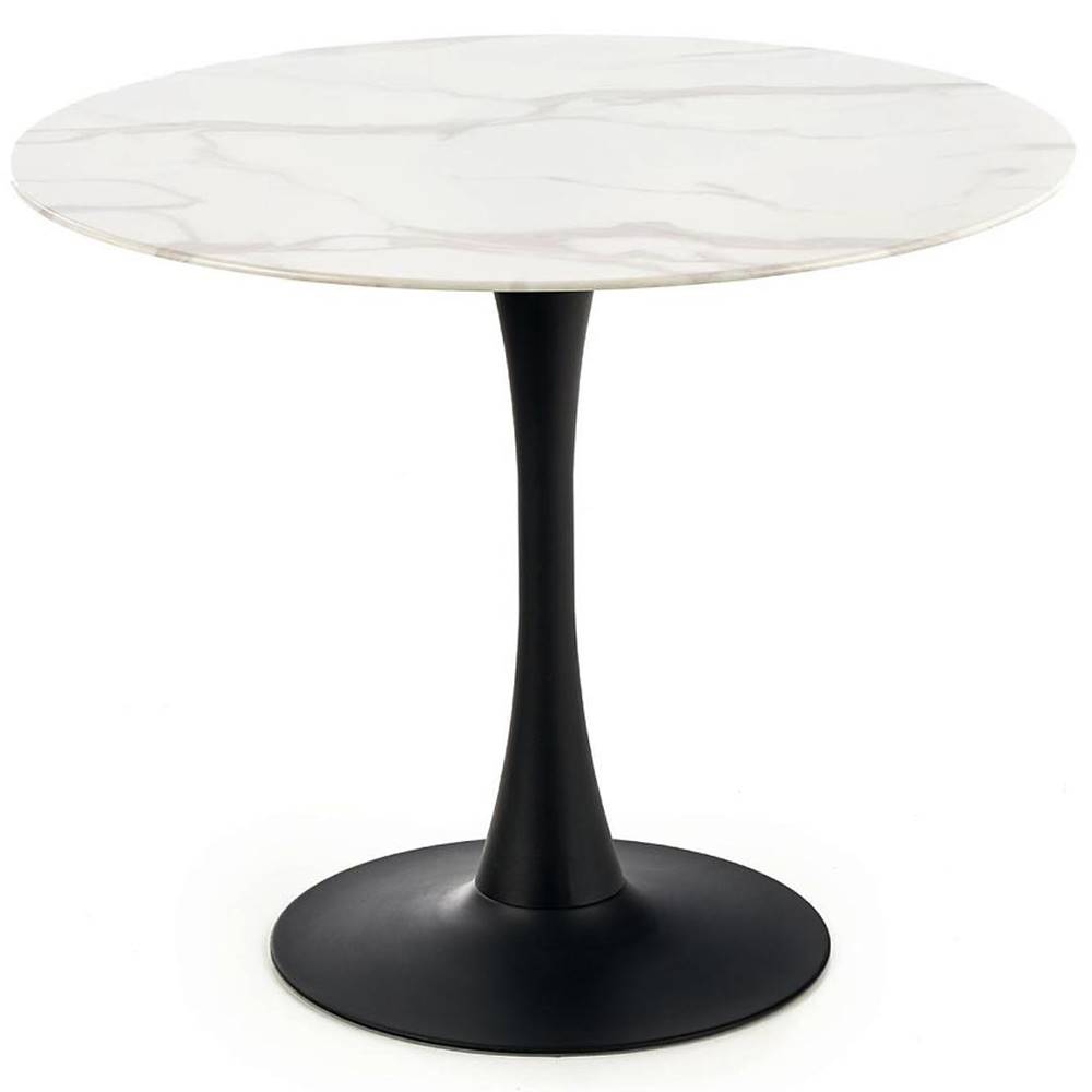 MERKURY MARKET Stôl Ambrosio 90 Sklo/Oceľ – Biely Marmur/Čierna, značky MERKURY MARKET