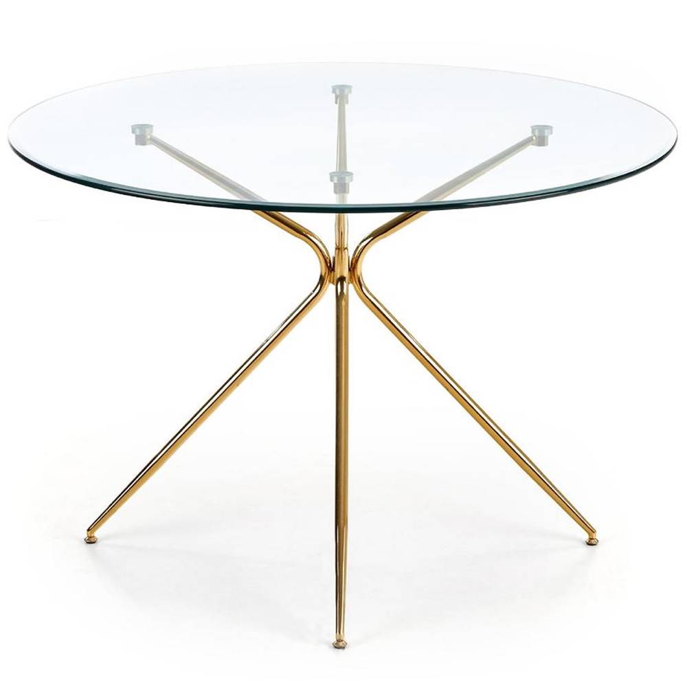 MERKURY MARKET Stôl Rondo 110 Sklo/Oceľ – Transparentný/Zlatá, značky MERKURY MARKET