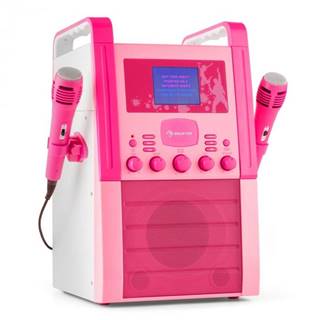 Auna  KA8P-V2 PK, ružová, karaoke systém s CD prehrávačom, AUX, 2 mikrofóny, značky Auna