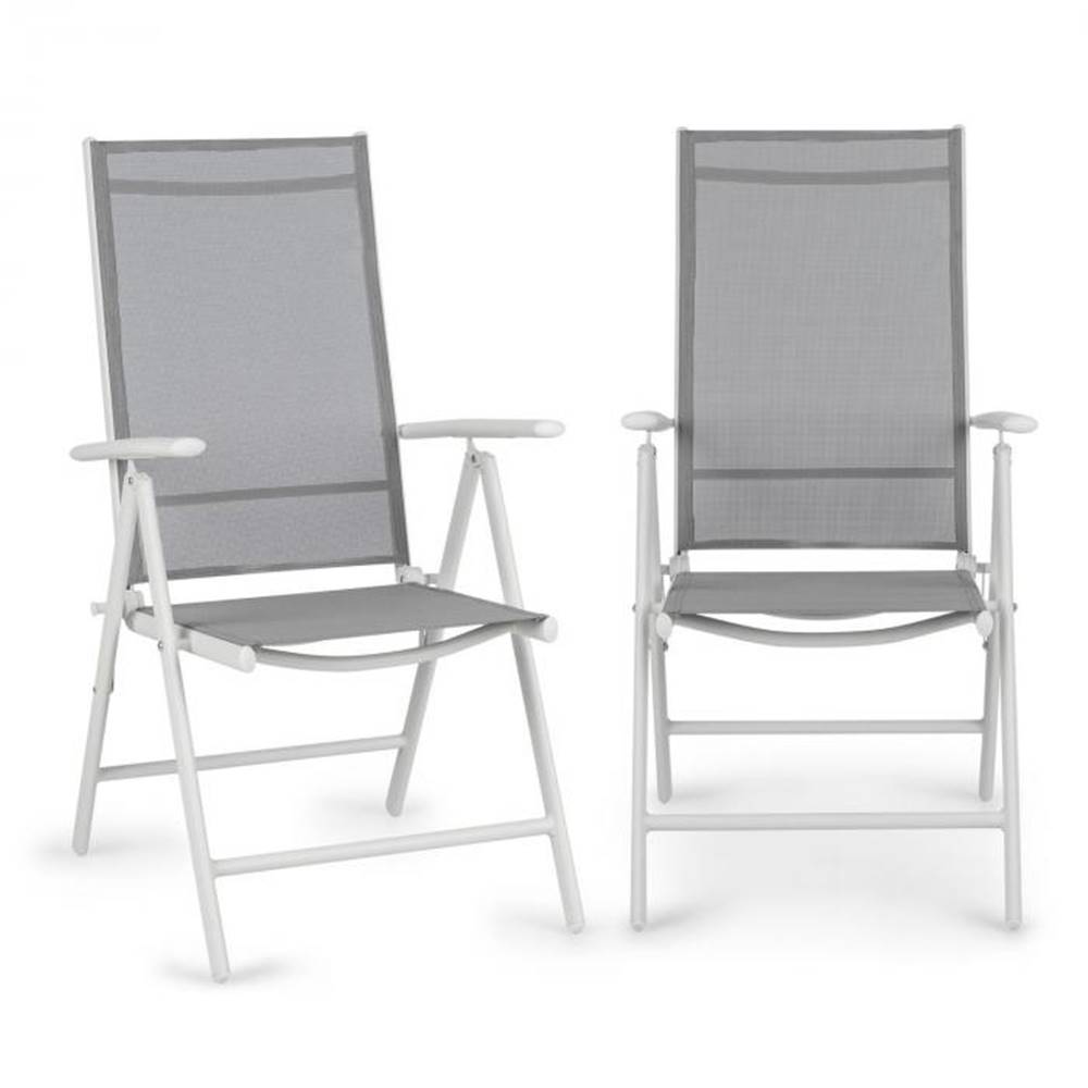 Blumfeldt  Almeria, skladacia stolička, sada 2 kusov, 59,5 x 107 x 68 cm, ComfortMesh, hliník, biela, značky Blumfeldt
