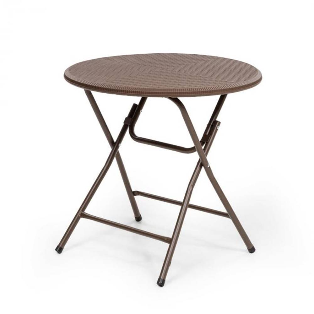 Blumfeldt  Burgos Round, skladací stôl, polyratan, 80 cm Ø plocha stola, 4 osoby, hnedý, značky Blumfeldt