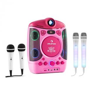 Auna  Kara Projectura pink + Dazzl Mic Set karaoke zariadenie, mikrofón, LED osvetlenie, značky Auna