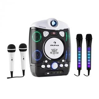 Auna  Set: karaoke systém Kara Projectura, čierny + dva mikrofóny Kara Dazzl, LED podsvietenie, značky Auna