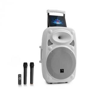 Auna Pro Streetstar 15, mobilné PA zariadenie, 15" (38 cm), 1 x UHF mikrofón, max. 1000 W, biele