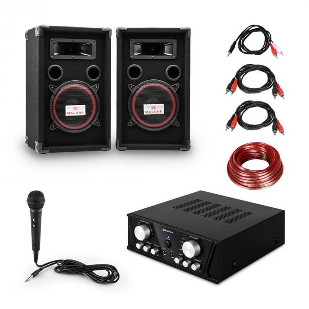 Electronic-Star  Easy DJ Set Black, PA systém, PA zosilňovač, 2 x reproduktor, mikrofón, čierny, značky Electronic-Star