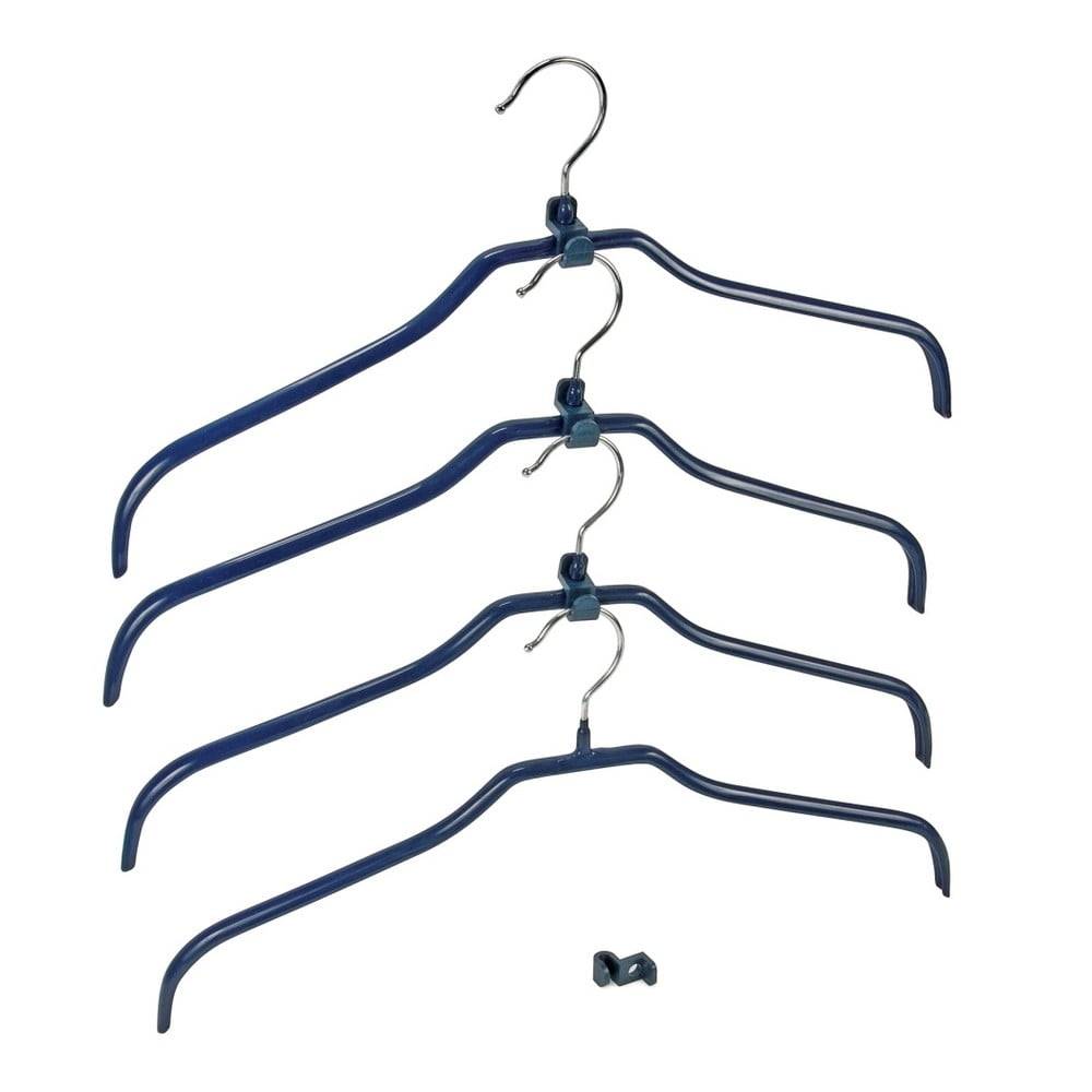 Wenko Sada 4 modrých protišmykových vešiakov na oblečenie a držiakov  Hanger Slim, značky Wenko