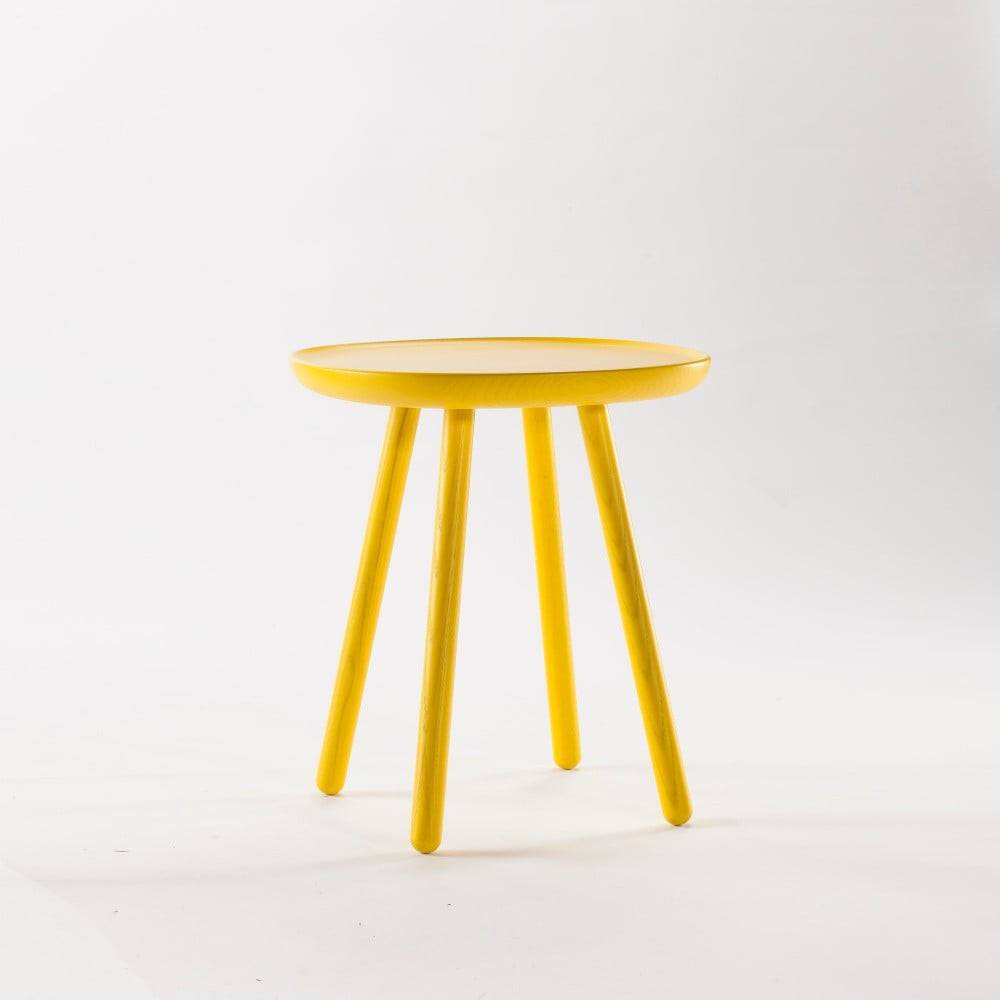 EMKO Žltý odkladací stolík z masívu  Naïve, ⌀ 45 cm, značky EMKO