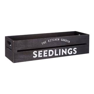 Čierny drevený črepník na bylinky a kvetiny Premier Housewares Seedligngs, 15 × 45 cm