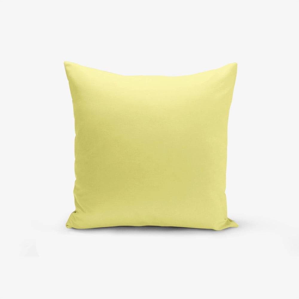 Minimalist Cushion Covers Žltá obliečka na vankúš s prímesou bavlny  , 45 × 45 cm, značky Minimalist Cushion Covers