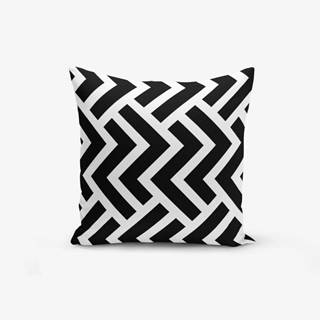 Minimalist Cushion Covers Čierno-biela obliečka na vankúš s bavlnou  Black White Geometric Duro, 45 × 45 cm, značky Minimalist Cushion Covers