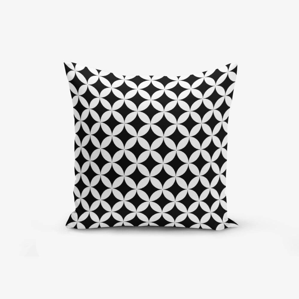 Minimalist Cushion Covers Čierno-biela obliečka na vankúš s prímesou bavlny  Black White Geometric, 45 × 45 cm, značky Minimalist Cushion Covers