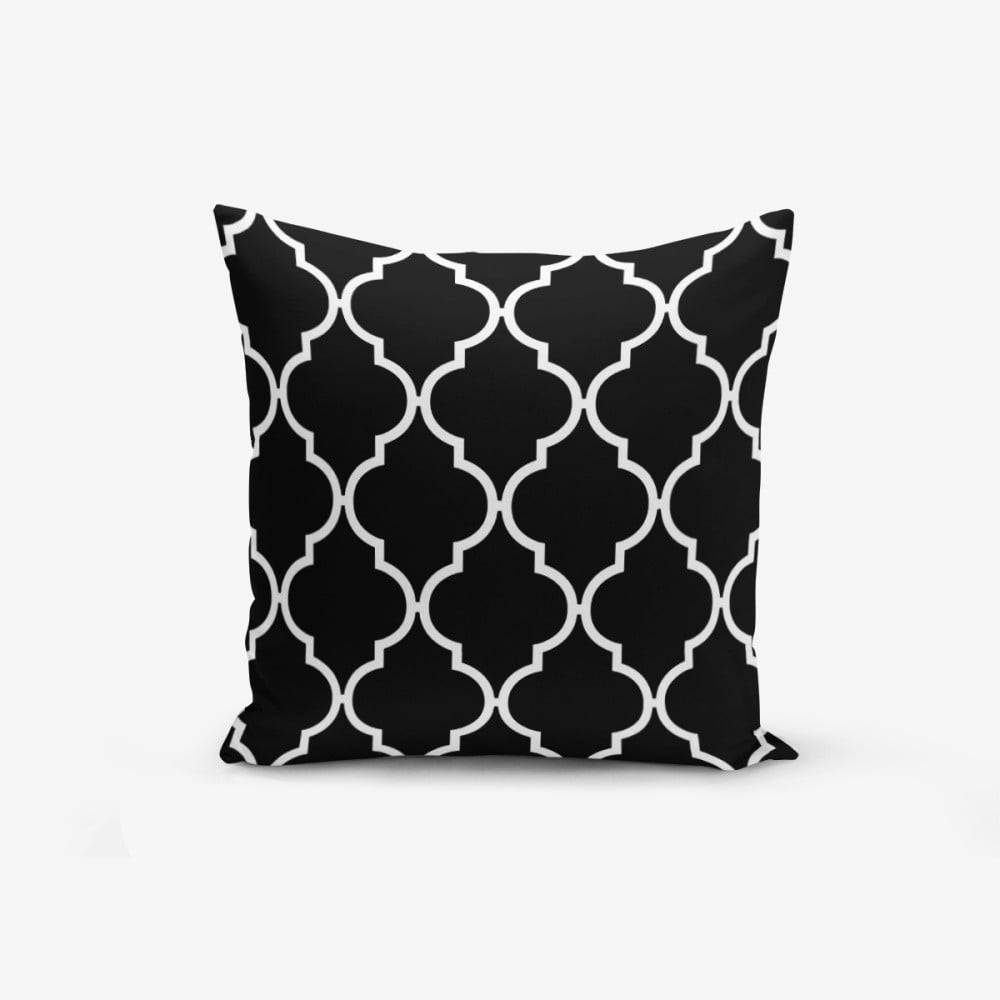 Minimalist Cushion Covers Čierno-biela obliečka na vankúš s bavlnou  Black Background Ogea, 45 × 45 cm, značky Minimalist Cushion Covers