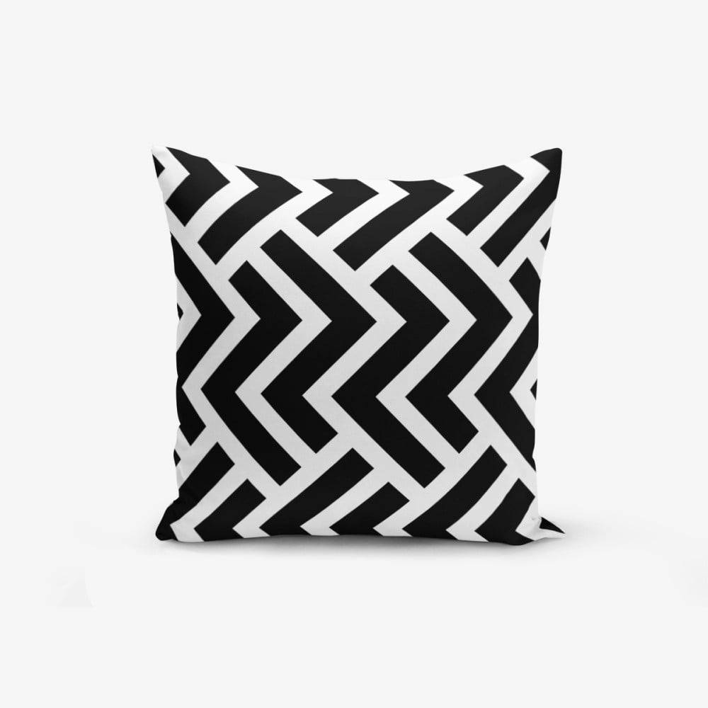 Minimalist Cushion Covers Čierno-biela obliečka na vankúš s bavlnou  Black White Geometric Duro, 45 × 45 cm, značky Minimalist Cushion Covers