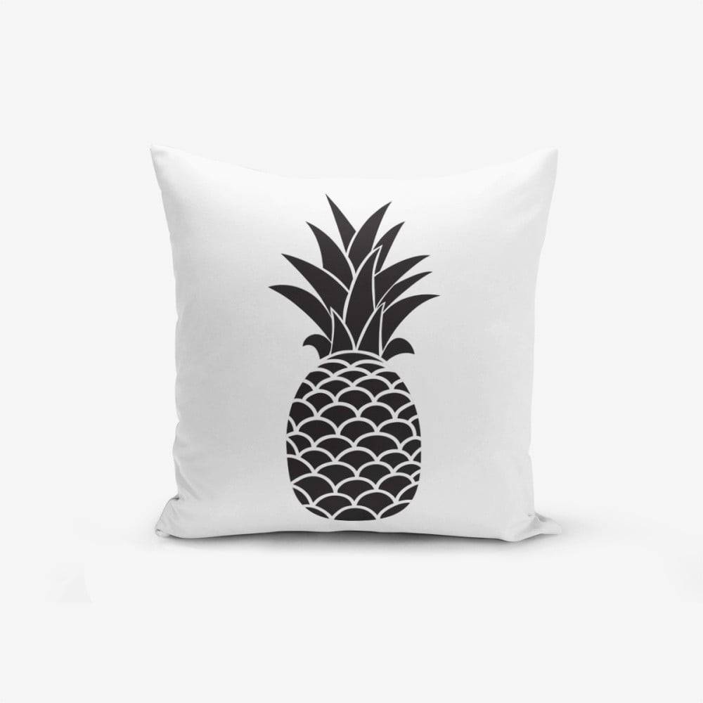 Minimalist Cushion Covers Čierno-biela obliečka na vankúš s bavlnou  Black White Pineapple, 45 × 45 cm, značky Minimalist Cushion Covers