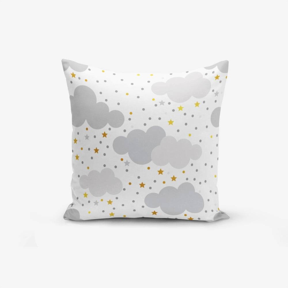 Minimalist Cushion Covers Obliečka na vankúš s prímesou bavlny  Grey Clouds With Points Stars, 45 × 45 cm, značky Minimalist Cushion Covers