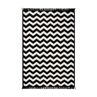 Cihan Bilisim Tekstil Čierno-biely obojstranný koberec Zig Zag 80 × 150 cm, značky Cihan Bilisim Tekstil