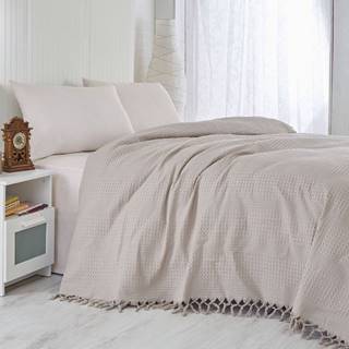 Şaheser Svetlohnedá bavlnená ľahká prikrývka cez posteľ Brown, 220 x 240 cm, značky Şaheser