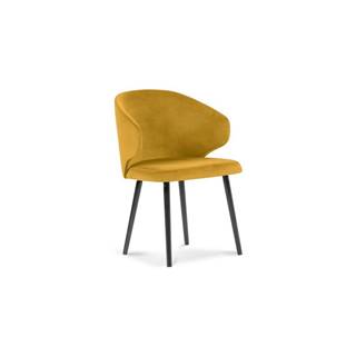 Windsor & Co Sofas Žltá jedálenská stolička so zamatovým poťahom  Nemesis, značky Windsor & Co Sofas